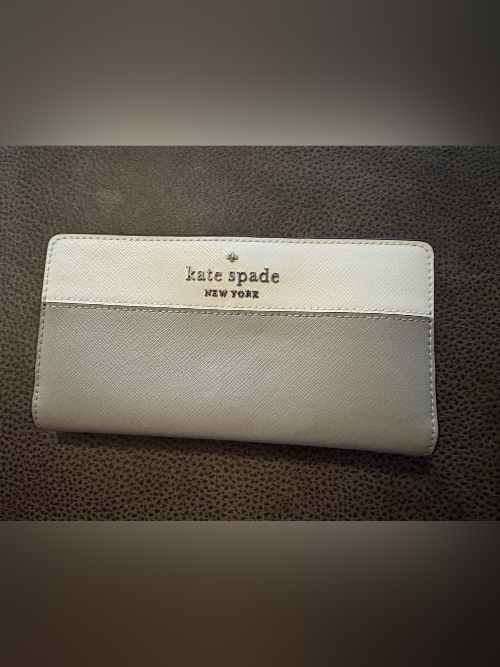 kate spade Two-Tone White and Light Gray Leather Wallet